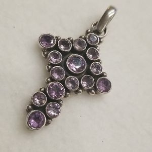 Sterling Amethyst Vintage Native Cross Pendant